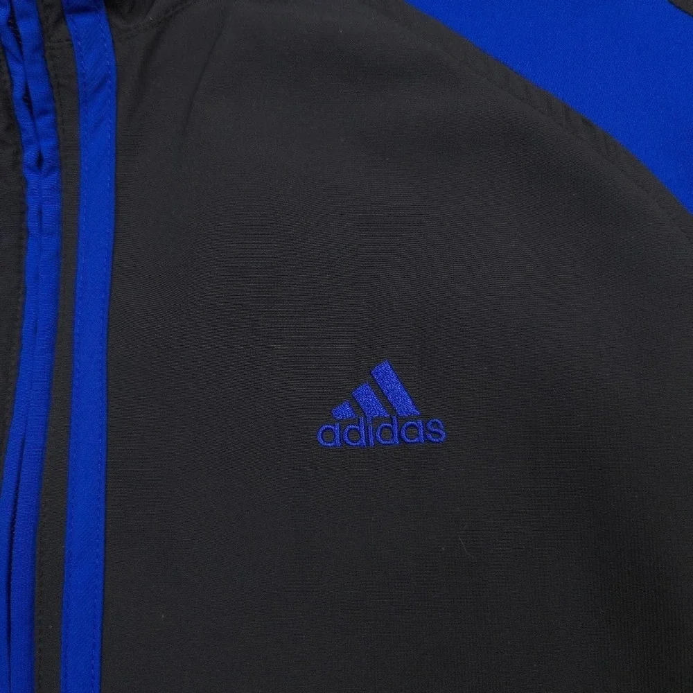 Adidas ClimaProof Windbreaker Mens Medium Black Blue Waterproof Full Zip Jacket